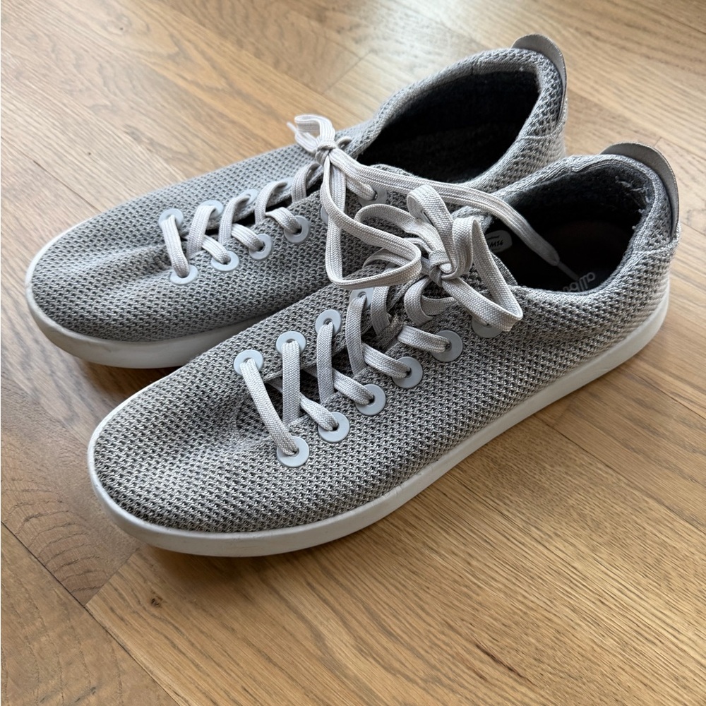 Allbirds Men’s Three Piper light Gray Knit ankle Lace shoes Size 14 Comfort